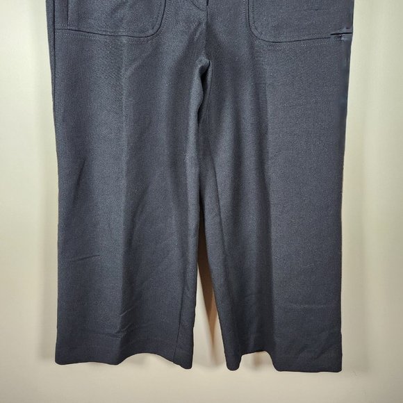 Loft Pants Womens 8 Black Wide Leg Crop Capri Knit Ponte Trouser Slacks Stretch - Picture 3 of 14